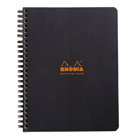 Meeting book Rhodia Classic reliure intégrale 16x21 cm 160 pages imprimées détachables 90g - Noir