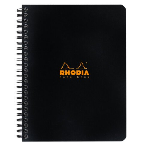 Notebook Rhodia Classic reliure intégrale 16x21 cm 160 pages petits carreaux 5x5 détachables 80g - Noir