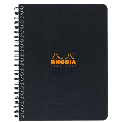 Rhodia Notebook mit Doppelspirale A5+ 16x21cm 80Bl liniert 80g - Schwarz