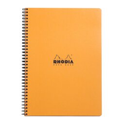 Notebook Rhodia Classic reliure intégrale 22,5x29,7 cm 160 pages petits carreaux 5x5 avec cadre en-tête détachables 80g - Orange