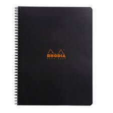 Cahier spirale Notebook Rhodia Classic 22,5 x 29,7 cm noir 5 x 5 avec marge et cadre en-tête -160 pages
