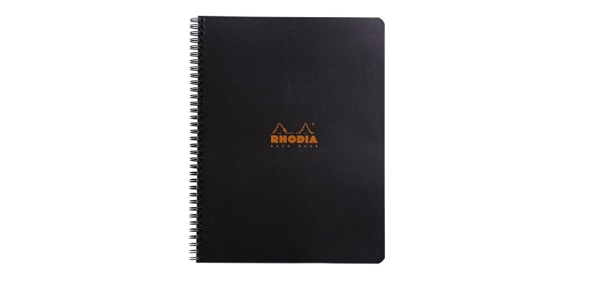 Rhodia Notebook mit Doppelspirale A4+ 80Bl kariert mit Rand und Rahmen kopfseitig 80g - Schwarz