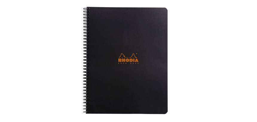 Cahier spirale Rhodia Classic Notebook 22,5 x 29,7 cm noir 5 x 5 avec marge et cadre en-tête -160 pages