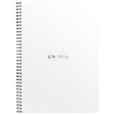 Notebook Rhodia Classic reliure intégrale 22,5x29,7 cm 160 pages ligné avec marge et cadre en-tête détachables 80g - Blanc