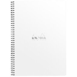 Notebook Rhodia Classic reliure intégrale 22,5x29,7 cm 160 pages ligné avec marge et cadre en-tête détachables 80g - Blanc