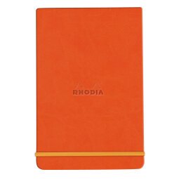 Rhodiarama Webnotepad rembordé rigide A5 192 pages ligné microperforé papier ivoire 90g fermeture élastique - Tangerine