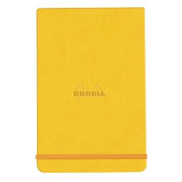 Rhodiarama Webnotepad rembordé rigide A5 192 pages ligné microperforé papier ivoire 90g fermeture élastique - Jonquille