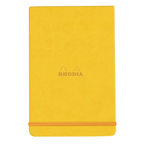 Rhodiarama Webnotepad rembordé rigide A5 192 pages ligné microperforé papier ivoire 90g fermeture élastique - Jonquille