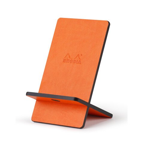 Rhodiarama support pour téléphone mobile simili cuir italien 13x8x8,5 cm - Tangerine