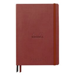 Rhodiarama Goalbook Creation rembordé rigide A5 160 pages papier Maya noir lisse dot 120g avec élastique - Nacarat