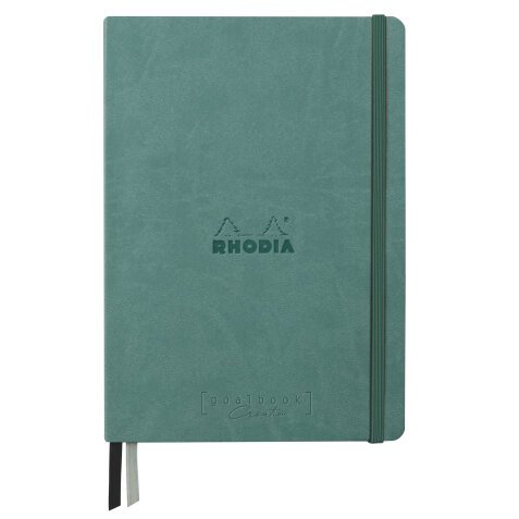 Rhodiarama Goalbook Creation rembordé rigide A5 160 pages papier Maya noir lisse dot 120g avec élastique - Eau