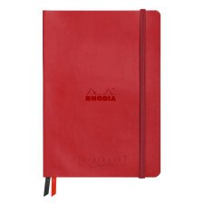 Rhodiarama Goalbook Creation rembordé rigide A5 160 pages papier Maya noir lisse dot 120g avec élastique - Coquelicot