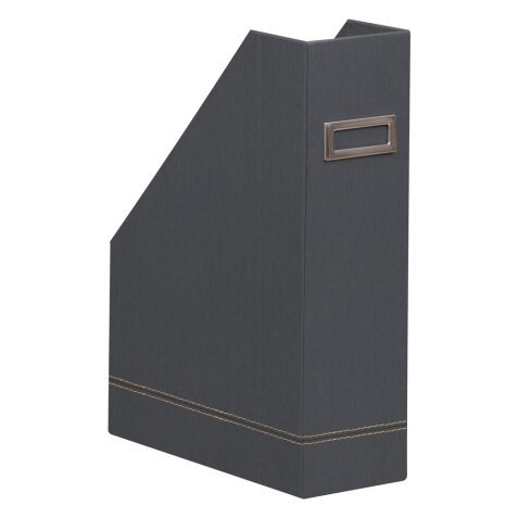 Rhodiarama porte-revues simili cuir italien 10x25x31 cm - Titane