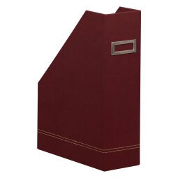 Rhodiarama porte-revues simili cuir italien 10x25x31 cm - Lie de vin