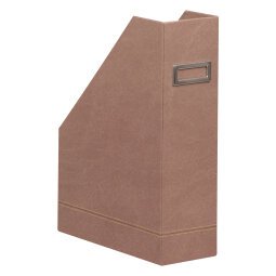 Rhodiarama porte-revues simili cuir italien 10x25x31 cm - Bois de rose