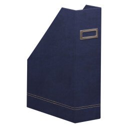 Rhodiarama porte-revues simili cuir italien 10x25x31 cm - Bleu nuit