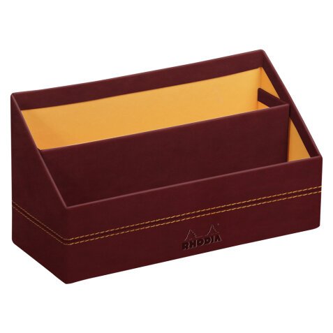 Rhodiarama porte-courrier simili cuir italien 25x10x14 cm - Lie de vin