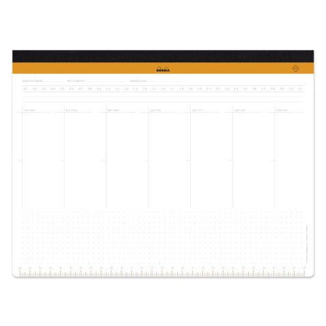 Rhodia sous-main semainier entoilé A4+ (22,2x29,9 cm) 60 feuillets microperforés - Blanc