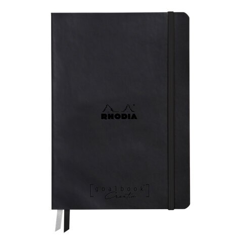 Rhodiarama Goalbook Creation rembordé rigide A5 100p papier lavis technique blanc uni 200g avec élastique - Noir