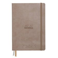 Rhodiarama Goalbook Creation rembordé rigide A5 100p papier lavis technique blanc uni 200g avec élastique - Taupe