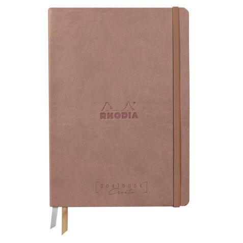 Rhodiarama Goalbook Creation rembordé rigide A5 100p papier lavis technique blanc uni 200g avec élastique - Bois de rose