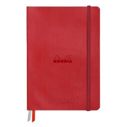 Rhodiarama Goalbook Creation rembordé rigide A5 100p papier lavis technique blanc uni 200g avec élastique - Coquelicot