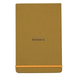 Rhodiarama Webnotepad rembordé rigide 9x14 cm 192 pages ligné microperforé papier ivoire 90g fermeture élastique - Or