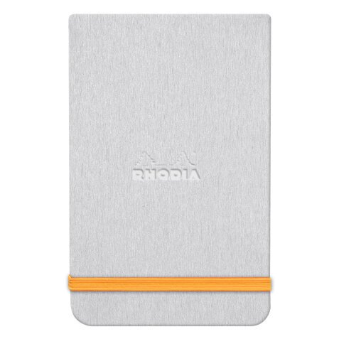 Rhodiarama Webnotepad rembordé rigide 9x14 cm 192 pages ligné microperforé papier ivoire 90g fermeture élastique - Argent