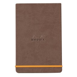 Rhodiarama Webnotepad rembordé rigide 9x14 cm 192 pages ligné microperforé papier ivoire 90g fermeture élastique - Chocolat