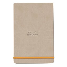 Rhodiarama Webnotepad rembordé rigide 9x14 cm 192 pages ligné microperforé papier ivoire 90g fermeture élastique - Beige