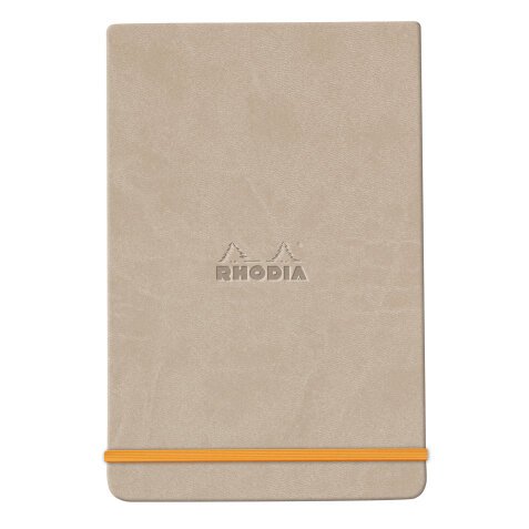 Rhodiarama Webnotepad rembordé rigide 9x14 cm 192 pages ligné microperforé papier ivoire 90g fermeture élastique - Beige