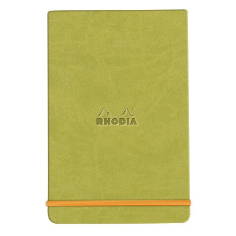 Rhodiarama Webnotepad rembordé rigide 9x14 cm 192 pages ligné microperforé papier ivoire 90g fermeture élastique - Anis