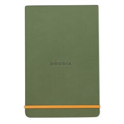 Rhodiarama Webnotepad rembordé rigide 9x14 cm 192 pages ligné microperforé papier ivoire 90g fermeture élastique - Sauge