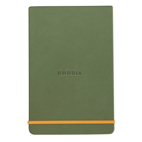 Rhodiarama Webnotepad rembordé rigide 9x14 cm 192 pages ligné microperforé papier ivoire 90g fermeture élastique - Sauge