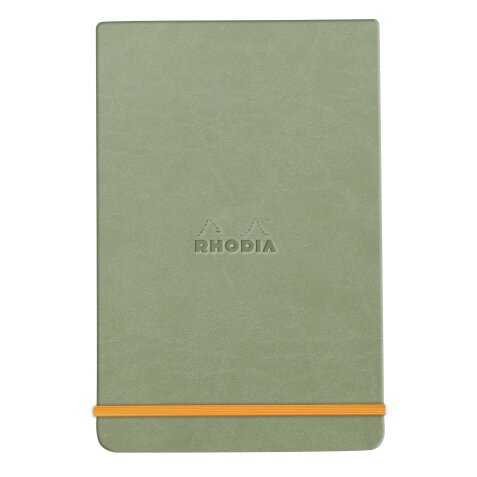 Rhodiarama Webnotepad rembordé rigide 9x14 cm 192 pages ligné microperforé papier ivoire 90g fermeture élastique - Céladon