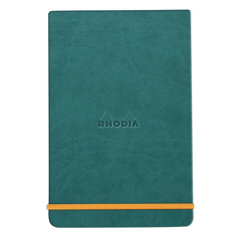 Rhodiarama Webnotepad rembordé rigide 9x14 cm 192 pages ligné microperforé papier ivoire 90g fermeture élastique - Paon