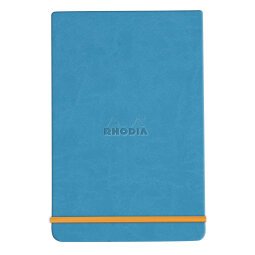 Rhodiarama Webnotepad rembordé rigide 9x14 cm 192 pages ligné microperforé papier ivoire 90g fermeture élastique - Turquoise