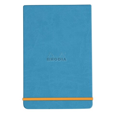 Rhodiarama Webnotepad rembordé rigide 9x14 cm 192 pages ligné microperforé papier ivoire 90g fermeture élastique - Turquoise