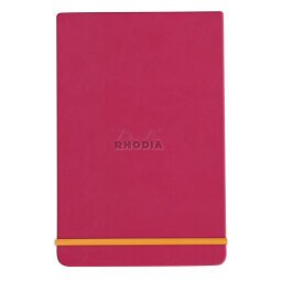 Rhodiarama Webnotepad rembordé rigide 9x14 cm 192 pages ligné microperforé papier ivoire 90g fermeture élastique - Framboise