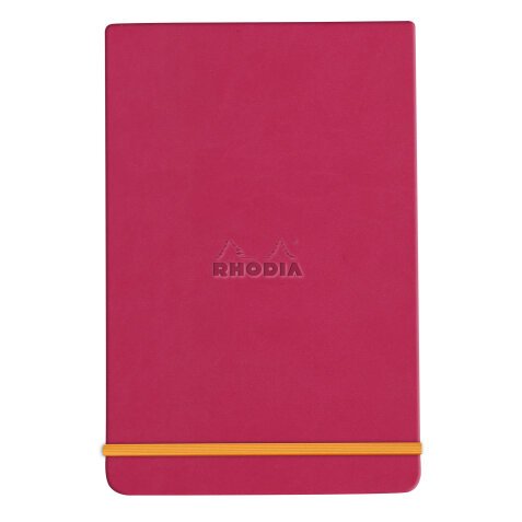 Rhodiarama Webnotepad rembordé rigide 9x14 cm 192 pages ligné microperforé papier ivoire 90g fermeture élastique - Framboise