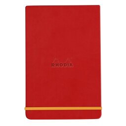 Rhodiarama Webnotepad rembordé rigide 9x14 cm 192 pages ligné microperforé papier ivoire 90g fermeture élastique - Coquelicot