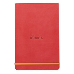 Rhodiarama Webnotepad rembordé rigide 9x14 cm 192 pages ligné microperforé papier ivoire 90g fermeture élastique - Corail