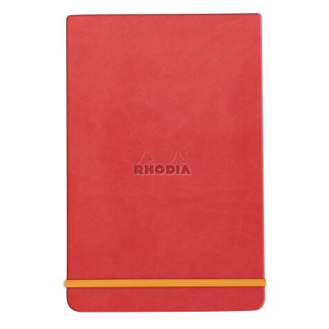 Rhodiarama Webnotepad rembordé rigide 9x14 cm 192 pages ligné microperforé papier ivoire 90g fermeture élastique - Corail