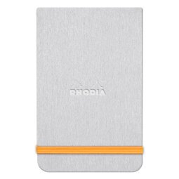 Rhodiarama Webnotepad rembordé rigide A5 192 pages ligné microperforé papier ivoire 90g fermeture élastique - Argent