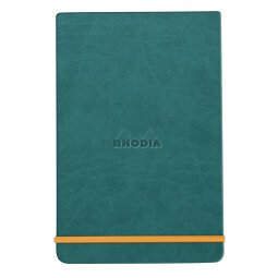 Rhodiarama Webnotepad rembordé rigide A5 192 pages ligné microperforé papier ivoire 90g fermeture élastique - Paon