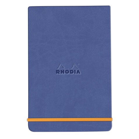 Rhodiarama Webnotepad rembordé rigide A5 192 pages ligné microperforé papier ivoire 90g fermeture élastique - Saphir