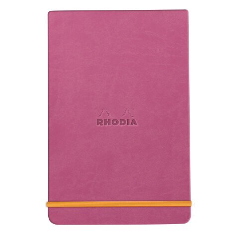 Rhodiarama Webnotepad rembordé rigide A5 192 pages ligné microperforé papier ivoire 90g fermeture élastique - Fuchsia