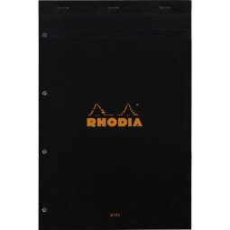 Bloc agrafé Rhodia N°20 21x31,8 cm Seyès 80 feuillets perforation 4 trous 80g - Noir