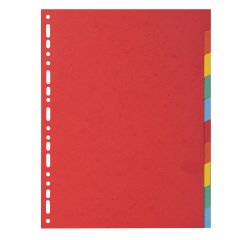 Intercalaire A4 carte lustrée colorée Exacompta 12 onglets neutres multicolores - 1 jeu