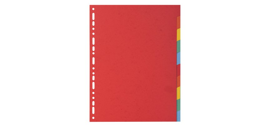 Intercalaire A4 carte lustrée colorée Exacompta 12 onglets neutres multicolores - 1 jeu